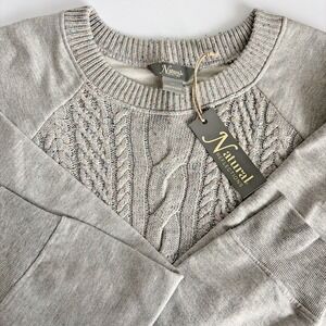 NWT Gray Natural Reflections Women's Cable Knit Sweatshirt L